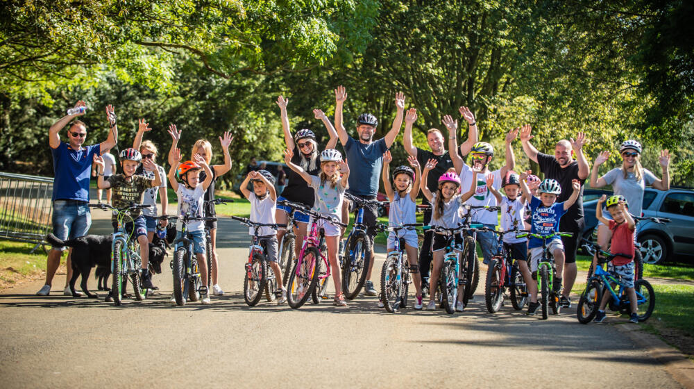 Rutland Water cycling family group