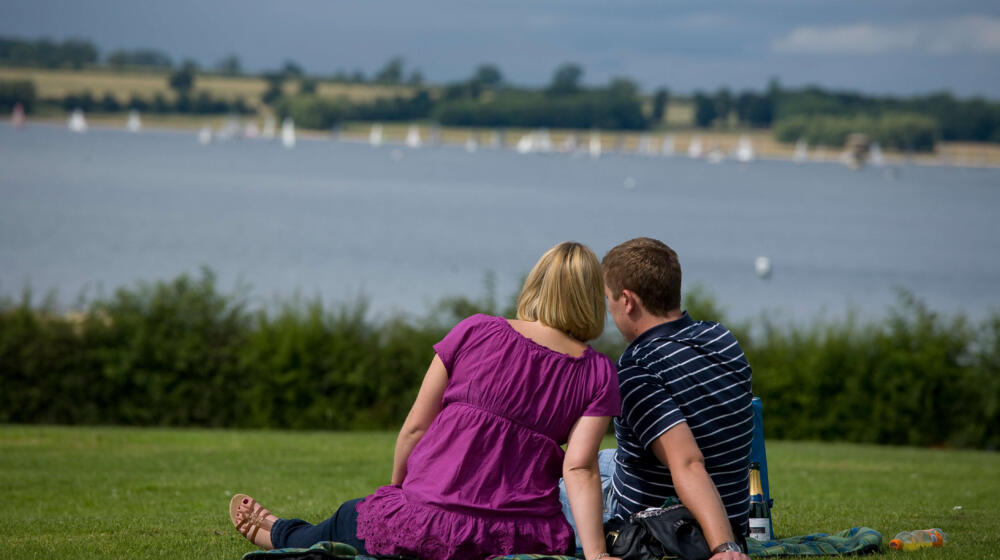 Couple sitting at Rutland Water