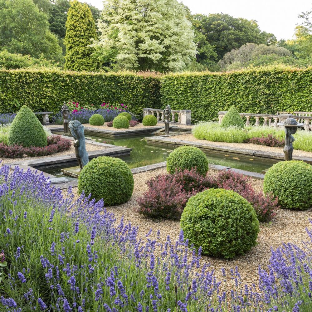 Formal Pond and Knot Garden at Barnsdale Gardens